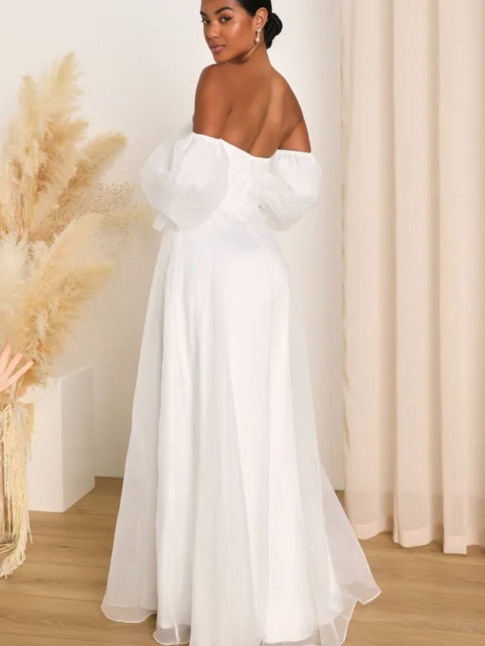 Lulus True Excellence White Bustier Off-the-Shoulder Gown Dress